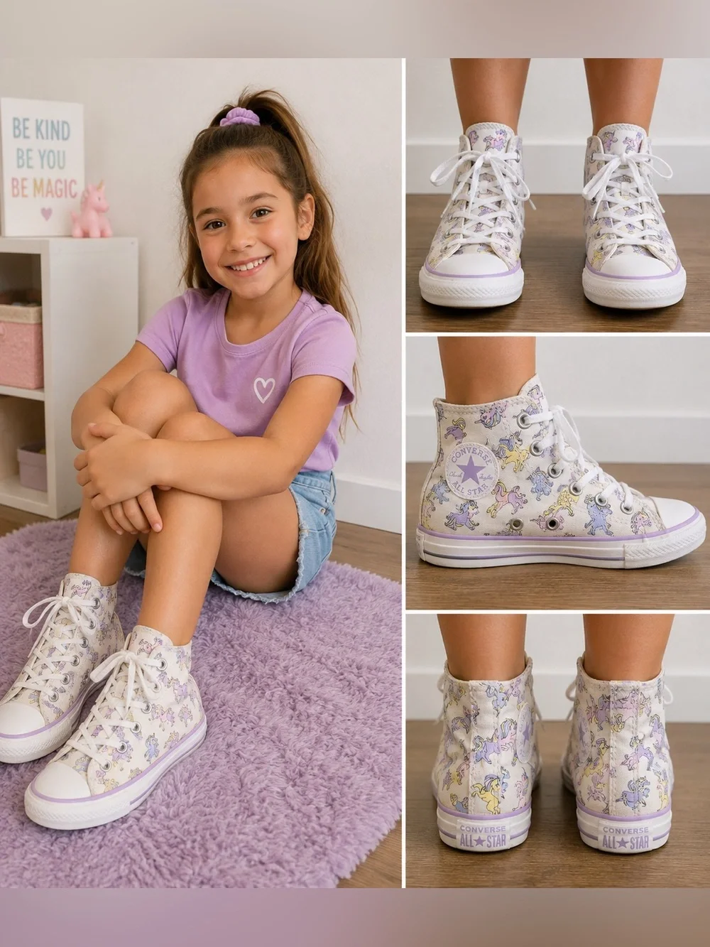 Converse Chuck Taylor All Star Unicorn High Top Sneakers Girls Youth Size 2